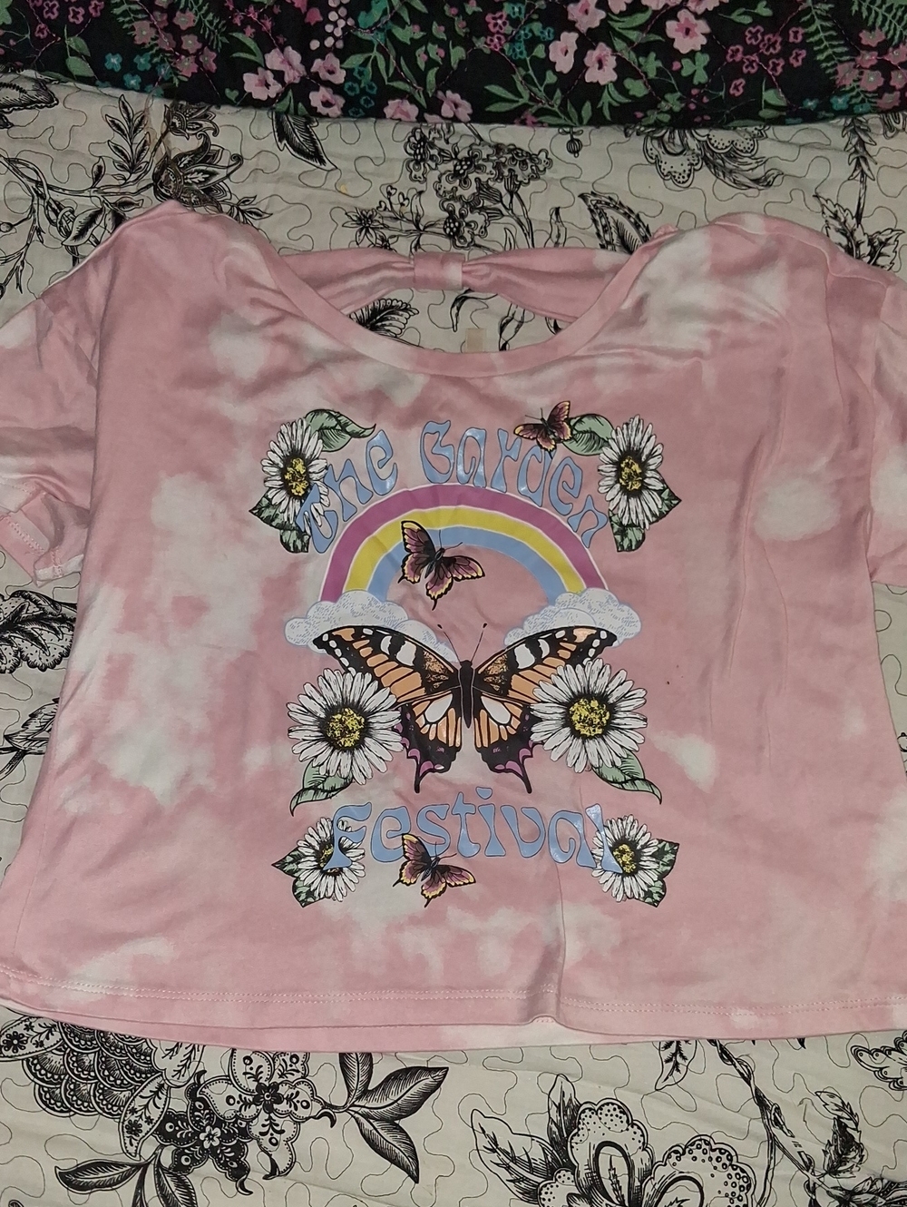 Belle Du Jour Pink Tie-Dye Butterfly Garden Tee